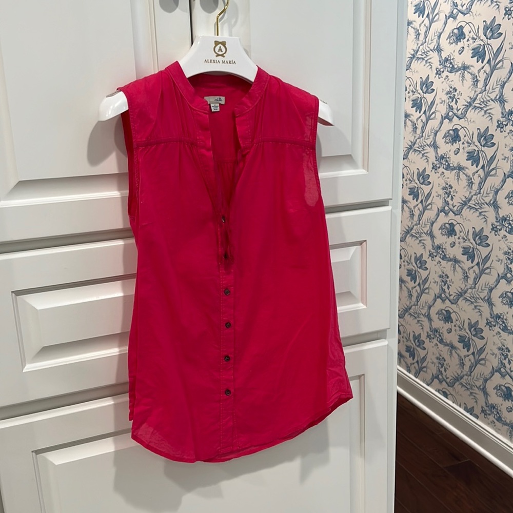 HOT PINK BUTTON DOWN TOP